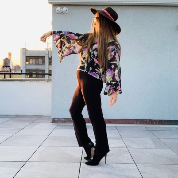 H&M feat. Reformation See-through Floral Bat Wing Bell Flare Sleeve New - Picture 3 of 16